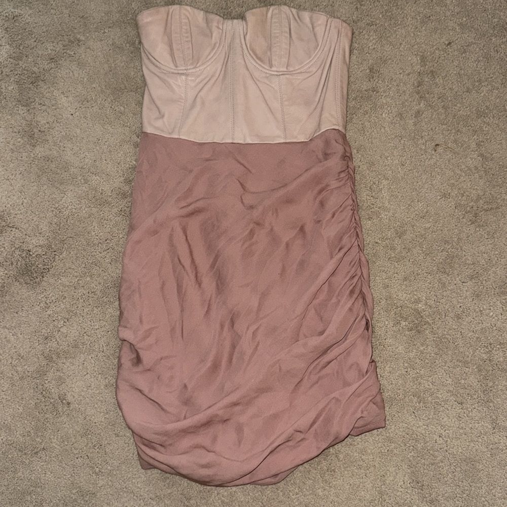 Alice and Oliva pale pink leather corset dress with bottom silk size 0